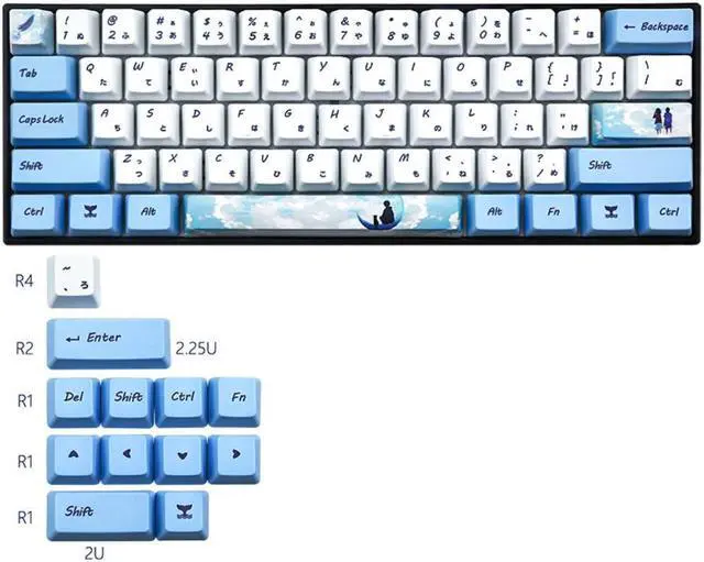 Alt view image 2 of 4 - Keycaps Dye Sublimation 72 Keys PBT Keycaps Thick OEM Japanese root font keycap For Cherry Gateron Kailh switch Keyboard