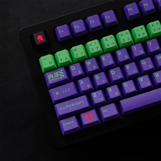 Alt view image 4 of 4 - PBT Keycaps 129 Keys EVA Keycaps Cherry Profile Purple Green Keycap Dye Sublimation Mechanical Keyboard Keycap For MX Switch