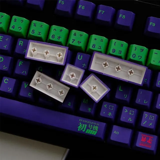 Alt view image 3 of 4 - PBT Keycaps 129 Keys EVA Keycaps Cherry Profile Purple Green Keycap Dye Sublimation Mechanical Keyboard Keycap For MX Switch