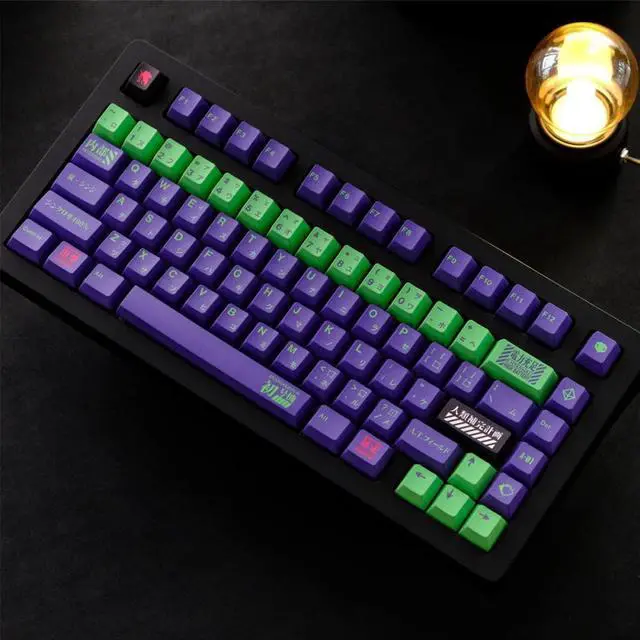 Alt view image 2 of 4 - PBT Keycaps 129 Keys EVA Keycaps Cherry Profile Purple Green Keycap Dye Sublimation Mechanical Keyboard Keycap For MX Switch