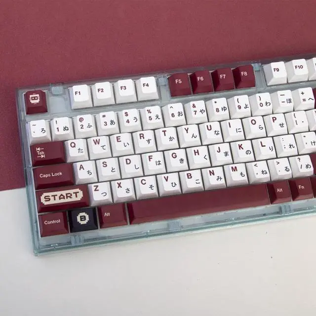 Alt view image 3 of 4 - 135 Keys Retro Red And White Machine Keycaps Japanese Cherry Profile PBT Dye Sublimation Mechanical Keyboard Keycap 61/64/84/87