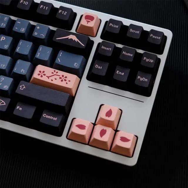 Alt view image 2 of 4 - 129 Keys GMK NightSakura Keycaps  Cherry Profile PBT Dye Sublimation Japanese Keycaps Mechanical Keyboard Keycap For MX Switch