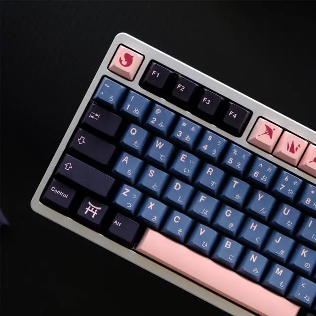 Alt view image 3 of 4 - 129 Keys GMK NightSakura Keycaps  Cherry Profile PBT Dye Sublimation Japanese Keycaps Mechanical Keyboard Keycap For MX Switch