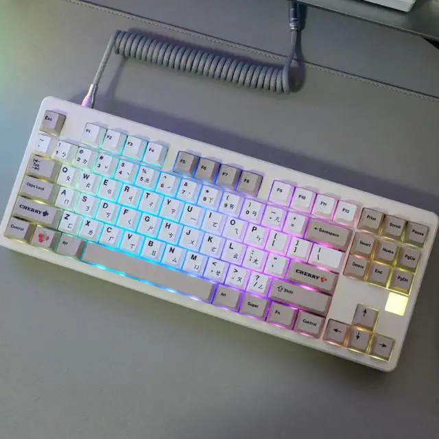 Alt view image 2 of 4 - GMK Classic Retro Keycaps PBT Dye Sublimation Gray White Keycap Cherry Profile Key Caps with 1.75u 2u Shift 147 Keys MX switches