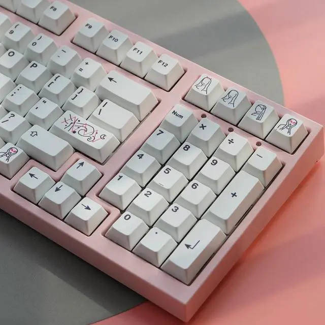 Alt view image 3 of 3 - Keycaps 135 Keys Drawing Board Theme PBT Dye Subbed Minimalist White Key Caps For MX Switch Mechanical Keyboard Cherry Profile