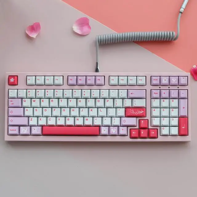 Alt view image 2 of 4 - Keycaps GMK- Sakura Hazakura 132 Key PBT Dye Subbed Cherry Profile Keycap For MX Switch Mechanical Keyboard GH60 GK61 GK64