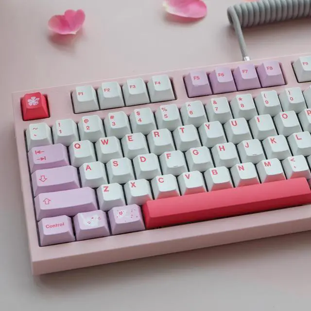 Alt view image 4 of 4 - Keycaps GMK- Sakura Hazakura 132 Key PBT Dye Subbed Cherry Profile Keycap For MX Switch Mechanical Keyboard GH60 GK61 GK64