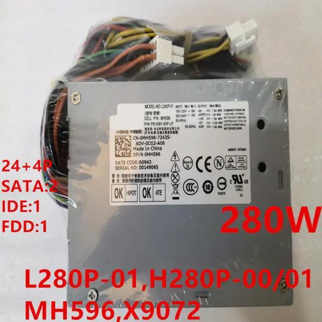 Alt view image 4 of 6 - PSU  For Dell 320 360 620 210 740 745 755 3100 280W Power Supply L280P-01 H280P-00 H280P-01 PS-5221-2DF-LF L220P-01