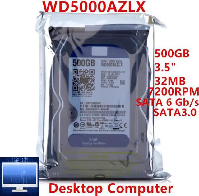 Alt view image 4 of 6 - HDD For WD Blue 500GB 3.5" SATA 6 Gb/s 32MB 7200RPM For Internal Hard Disk For Desktop Hard Drive For WD5000AZLX