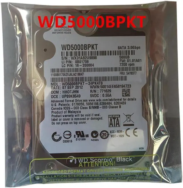 Alt view image 4 of 6 - HDD For WD 500GB 2.5" SATA 3 Gb/s 16MB 7200RPM 9.5MM For Internal Hard Disk For Notebook HDD For WD5000BPKT