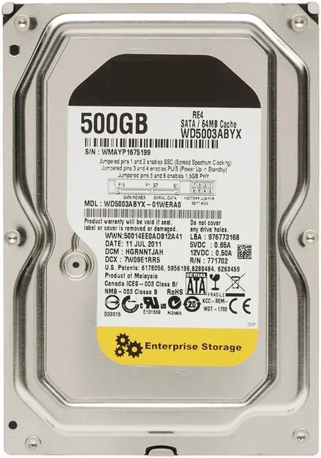 Alt view image 6 of 6 - HDD For WD Brand Black 500GB 3.5" SATA 6 Gb/s 64MB 7200RPM For Internal HDD For Desktop Computer HDD For WD5003ABYZ