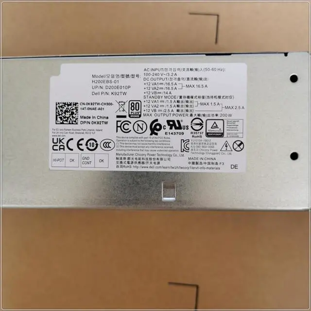 Alt view image 2 of 3 - PSU For Dell 3080 7080 6Pin 200W Power Supply H200EPS-01 52C25P H200EBS-01 AC200EBS-01 KMJP5 L200EBS-01 K92TW R4T90 5TVM