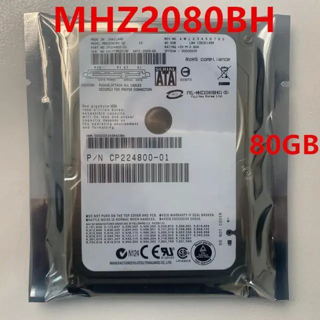 Main image of HDD For Fujitsu 80GB 2.5" SATA 8MB 5400RPM 9.5MM For Internal Hard Disk For Notebook HDD For MHZ2080BH