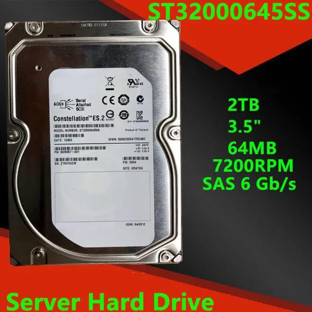 Main image of HDD For Seagate 2TB 3.5" 7200RPM 64MB SAS 6 Gb/s For Internal Hard Disk For Enterprise Class HDD For ST32000645SS