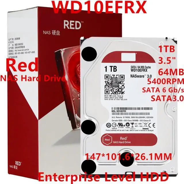Main image of HDD For WD Brand Red 1TB 3.5" SATA 6 Gb/s 64MB 5400RPM For Internal Hard Disk For NAS Hard Drive For WD10EFRX