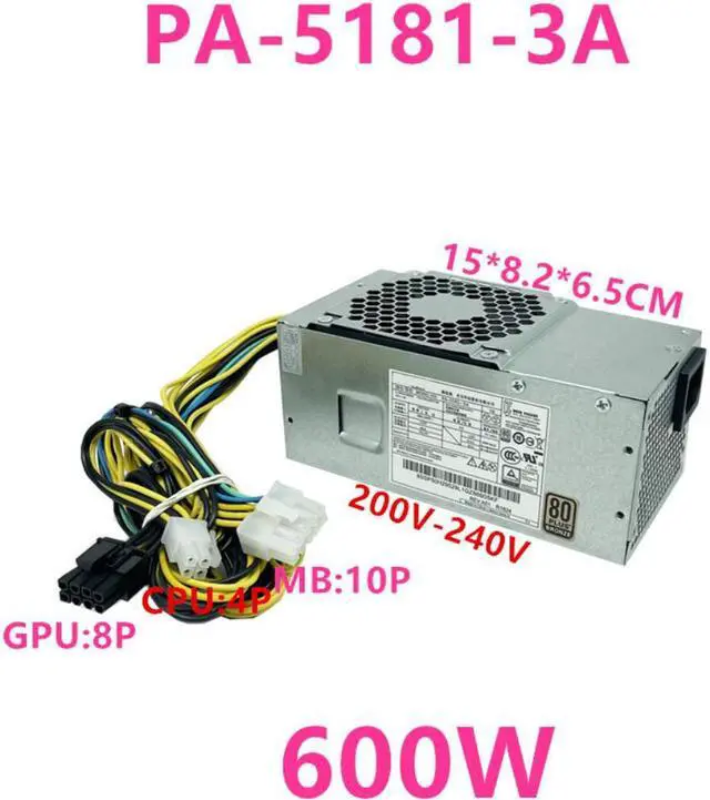 Alt view image 4 of 6 - PSU For Lenovo TFX 5060 410 510 610 710 10Pin 600W Power Supply PA-5181-3A FSP500-20TGBAB HK280-72PP FSP210-20TGBAB PCE025