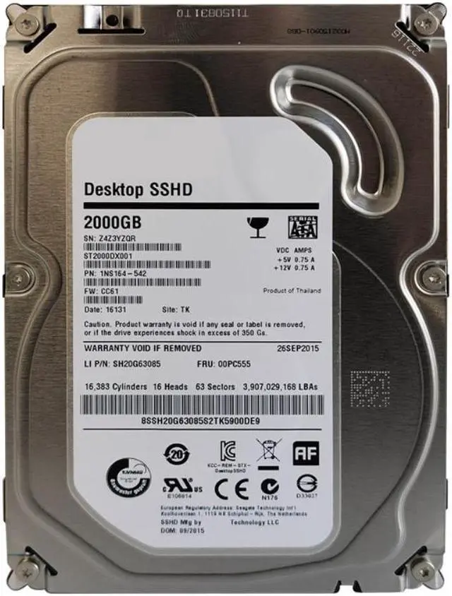 Alt view image 2 of 3 - SSHD For Seagate Brand 2TB 3.5" SATA 6 Gb/s 64MB+8G 7200RPM For Internal SSHD For Desktop SSHD For ST2000DX001