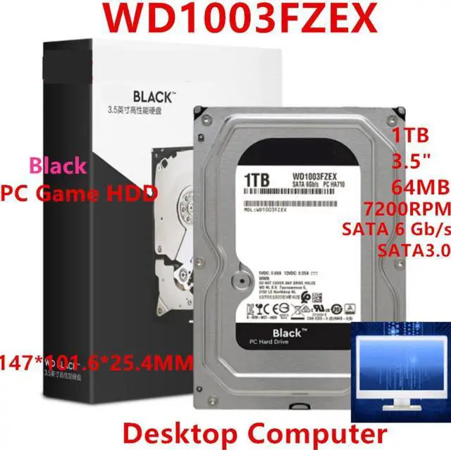 Alt view image 4 of 6 - HDD For WD Black 1TB 3.5" SATA 6 Gb/s 64MB 7.2K For Internal Hard Disk For Desktop Game Hard Drive For WD1003FZEX