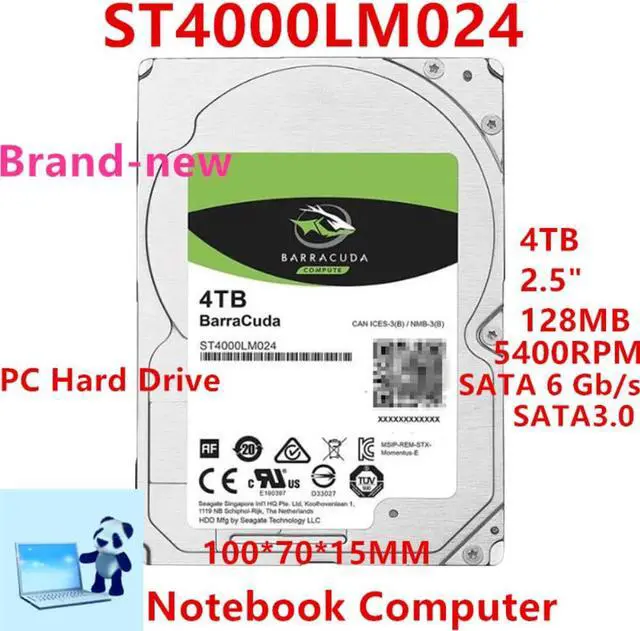 Alt view image 4 of 6 - HDD For Seagate BarraCuda 4TB 2.5" SATA 128MB 5400RPM For Internal Hard Disk For Notebook HDD For ST4000LM024