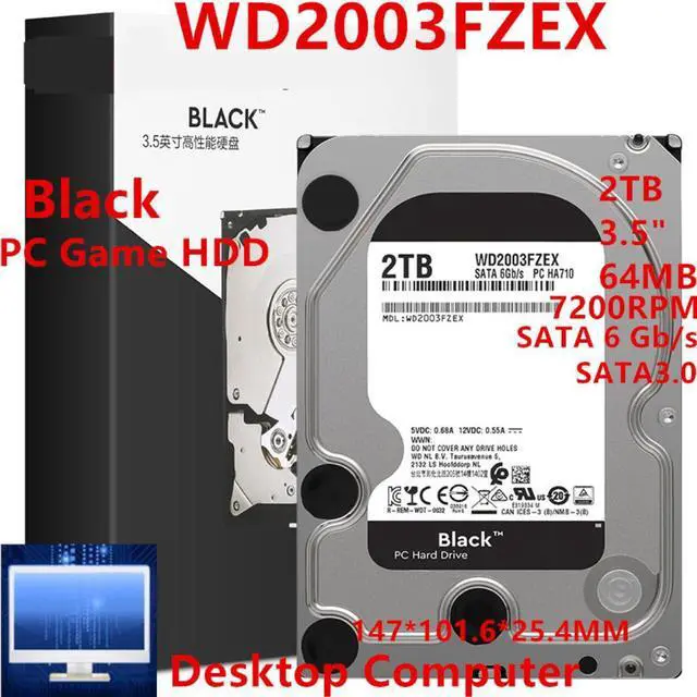 Alt view image 4 of 6 - HDD For WD Black 2TB 3.5" SATA 6 Gb/s 64MB 7.2K For Internal Hard Disk For Desktop Game Hard Drive For WD2003FZEX