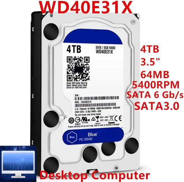 Alt view image 4 of 6 - SSHD For WD Blue 4TB 3.5" SATA 6 Gb/s 64MB+8G 5400RPM For Internal SSHD For Desktop SSHD For WD40E31X