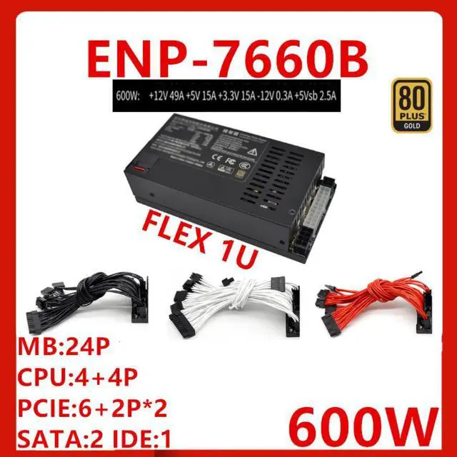 Alt view image 4 of 6 - PSU For Full Modular 80plus Gold Flex ITX Nas Small 1U Loli M41 A4M T34 K35 K39 K49 600W Switching Power Supply ENP-7660B