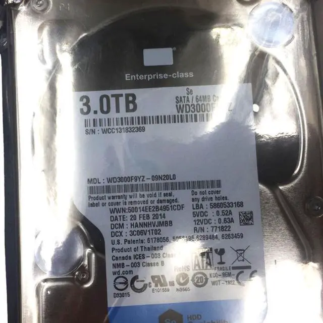 Alt view image 5 of 6 - HDD For WD Brand 3TB 3.5" SATA 6 Gb/s 64MB 7200RPM For Internal HDD For Enterprise Class HDD For WD3000F9YZ