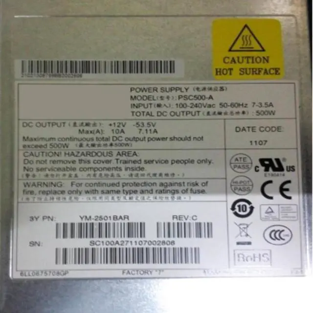 Alt view image 6 of 6 - PSU For Huawei POE S2700 S3700 2326TP-PWR-EI 500W Switching Power Supply PSC500-A W0PSA5000 YM-2501BAR
