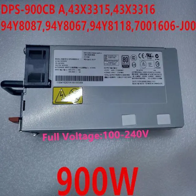 Alt view image 4 of 6 - PSU For IBM 3550 3650M4M5 X3850X6 900W Power Supply DPS-900CB A 43X3315 94Y8087 94Y8067 94Y8118 7001606-J00 94Y8119