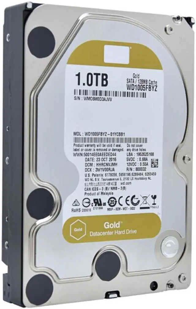 Alt view image 3 of 6 - HDD For WD  Gold 1TB 3.5" SATA 128MB 7200RPM For Internal HDD For Enterprise Class HDD For WD1005VBYZ WD1005FBYZ