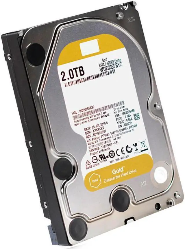 Alt view image 3 of 6 - HDD For WD Gold 2TB 3.5" SATA 6 Gb/s 128MB 7200RPM For Internal Hard Disk For Enterprise Class HDD For WD2005VBYZ