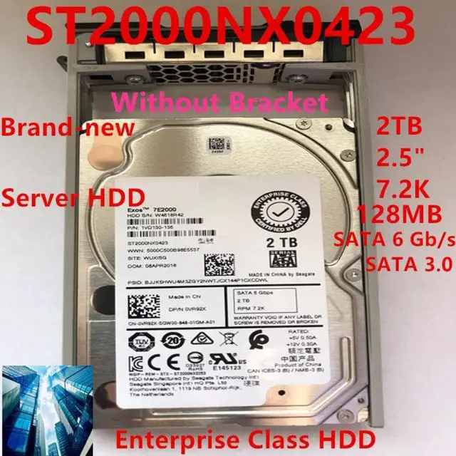Main image of HDD For Dell 2TB 2.5" 7.2K SATA 6 Gb/s 128MB 7.2K For Internal HDD For Enterprise Class HDD For 0VR92X ST2000NX0423
