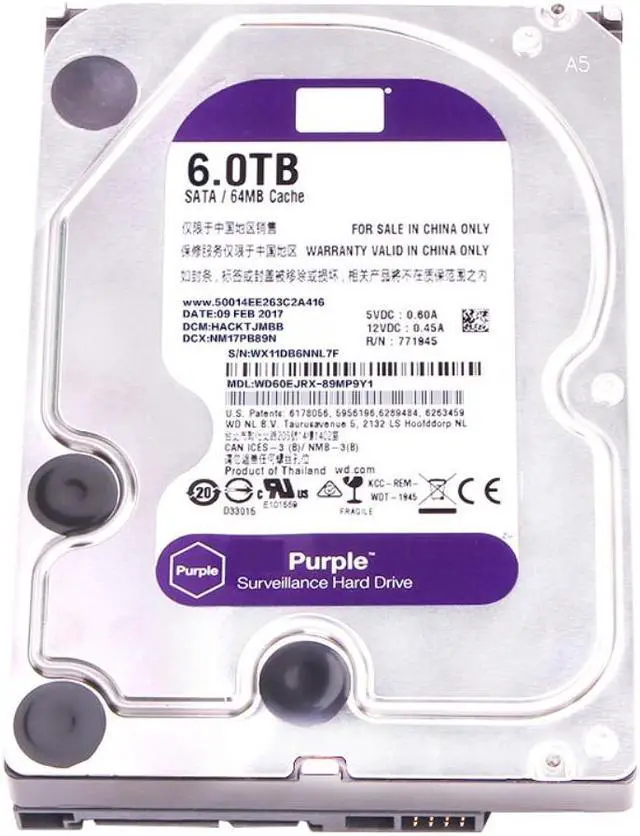 Alt view image 5 of 6 - HDD For WD Purple 6TB 3.5" SATA 64MB 5400RPM For Internal Hard Disk For Surveillance HDD For WD60EJRX WD60PURX