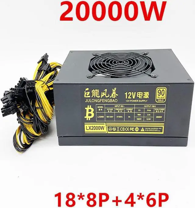 Alt view image 4 of 6 - Miner PSU For S9 A9 T9 852 Z9 X79 B75 B85 847 6-card 8-card 9-Card Graphics Card System Platform 2000W 2400W Power Supply