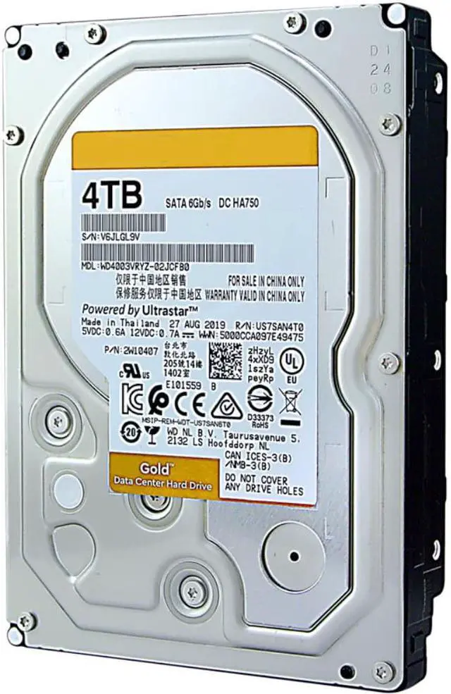 Alt view image 6 of 6 - HDD For WD Gold 4TB 3.5" SATA 6 Gb/s 256MB 7200RPM For Internal Hard Disk For Enterprise Class HDD For WD4003VRYZ