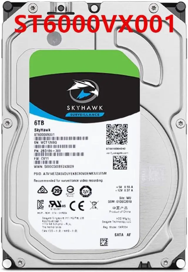 Main image of HDD For Seagate Skyhawk 6TB 3.5" SATA  256MB 5400RPM For Internal Hard Disk For Surveillance HDD For ST6000VX001