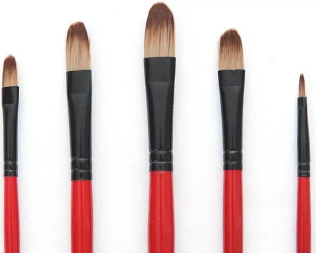 Alt view image 4 of 4 - 5 Pcs Paint Brush Set Artist Brush Nylon Hair Watercolor Brushes for Watercolor Gouache Face Painting