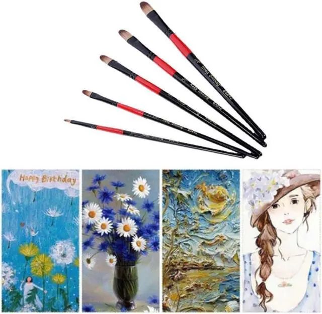 Alt view image 3 of 4 - 5 Pcs Paint Brush Set Artist Brush Nylon Hair Watercolor Brushes for Watercolor Gouache Face Painting