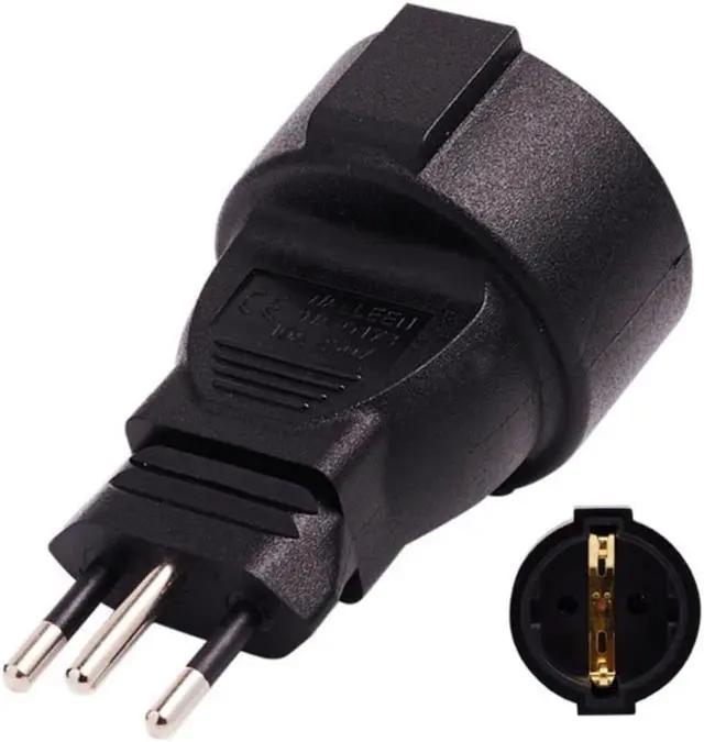 Main image of 3pin  Plug to EU 2pin Round AC-Power Supply Adapter Socket Connector Male to Female Power Adaptor 16A/110-250V