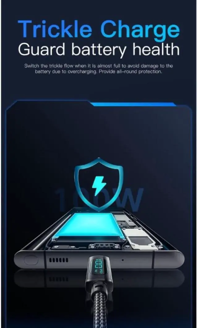 Alt view image 3 of 4 - 7A USB Type C Cable LED Display PD 100W Fast Charging USB C Data Cord Wire For Laptop Mobile Phone Type-C USB C Cable