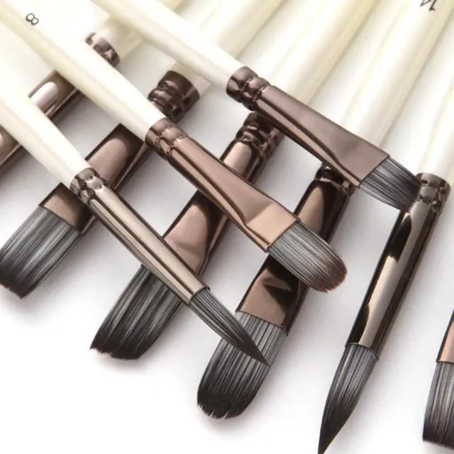 Alt view image 4 of 7 - 24pcs Nylon Hair Wooden Handle Watercolor Paint Brushes Pen Scraper Scrubbing