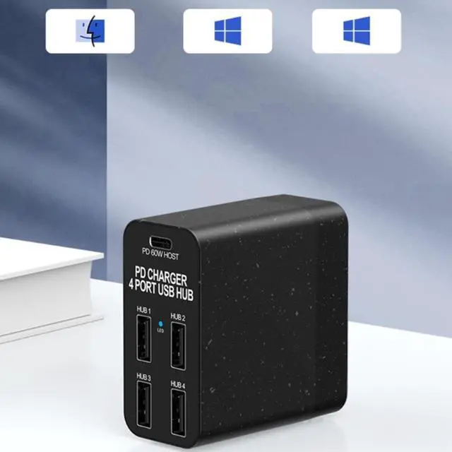 Alt view image 4 of 7 - High Speed Multiport USB2.0 Hub Adapter with LED Indicator Portable USB Extender
