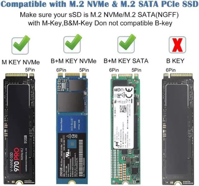 Alt view image 3 of 7 - .2 NVMe SSD Enclosure 10Gbps USB3.0 Type-C External M2 Adapter for .2 PCIe