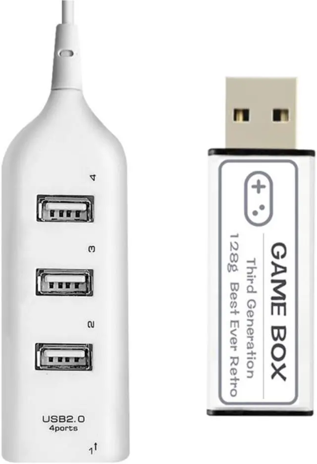 Main image of 128GB USB Flash Drive Game Box with 4-Port USB2.0 Hub Cable for PS1 Mini Console