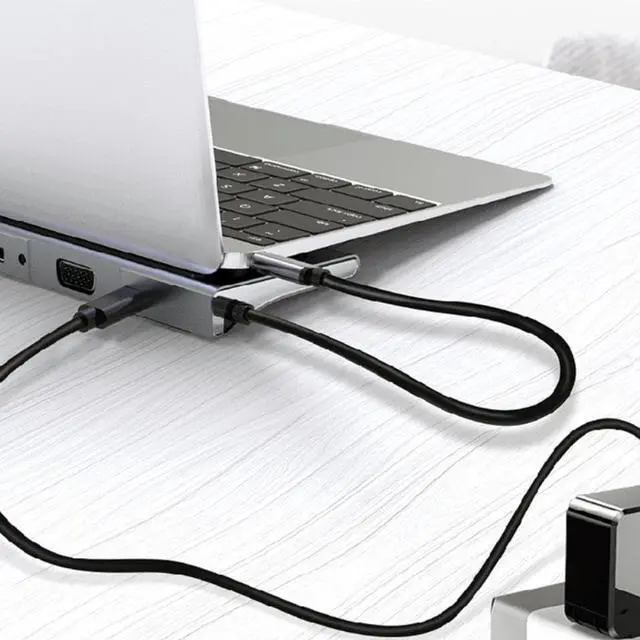 Alt view image 3 of 4 - USB Hub 12 in 1 USB3.1 Type C Splitter Docking Station Rj45  HDD VGA PD  TF Slots 5Gbps Fast Charging