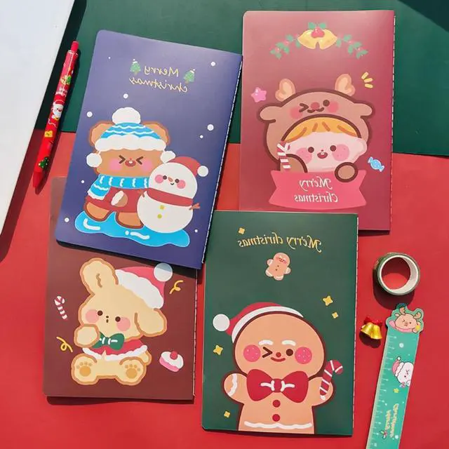 Alt view image 3 of 6 - Christmas Notebook Cute Cartoon A5 Exercise Books Children's Diary Message Notepad Student School Office Stationery Supplies
