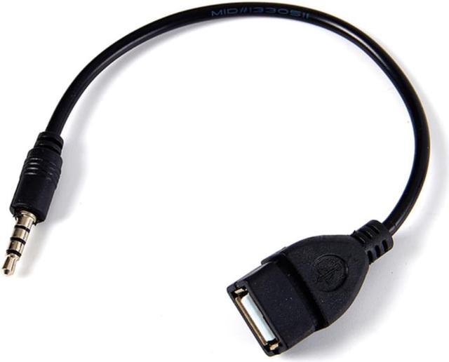 3.5mm AUX Plug to USB 2.0 Male Cable Adapter Cord + 3.5mm Male
