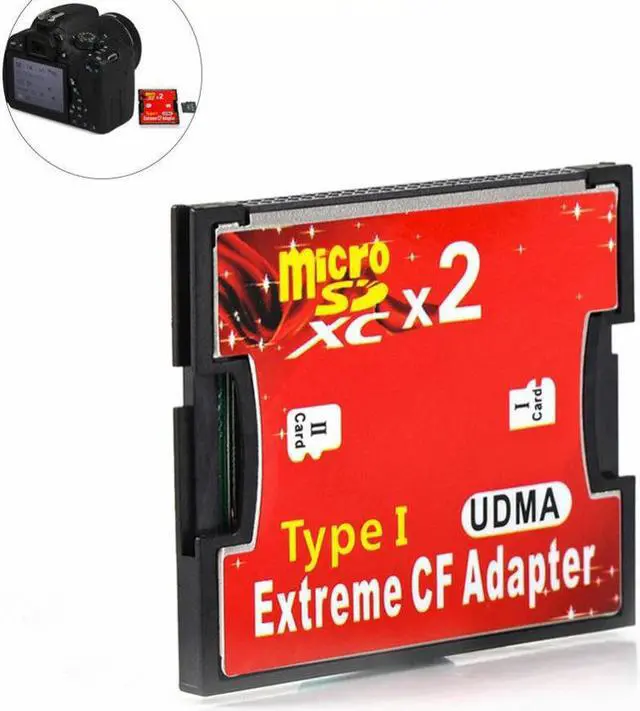 Main image of Dual Ports Micro SD/SDXC/SDHC TF To Compact Flash CF Type I Memory Card Adapter