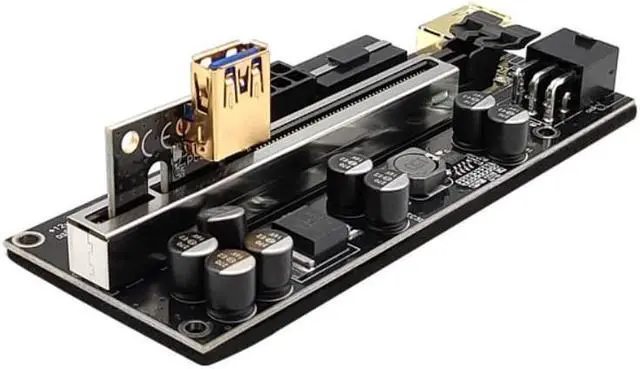 Alt view image 2 of 7 - PCI-E 1X to 16X Riser Card,GPU Riser Adapter Card,with 0.6 m USB 3.0 Extension Cable,6PIN / 4PIN / SATA Interface for Bitcoin