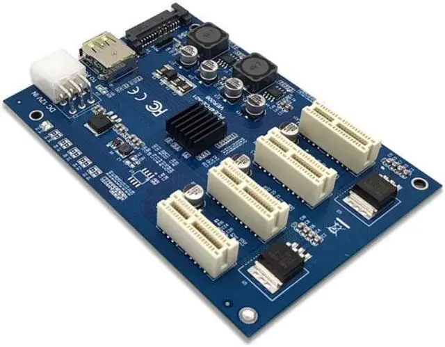 Alt view image 4 of 7 - PCIE 1 to 4 Port 1X Adapter Board PCI Express Multiplier Riser Card PCI-E 16X Riser GPU Graphics Adapter for Mining